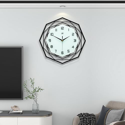 JUJUDA Large Wall Clock for Living Room Decor Modern Big Wall Clock for Kitchen Bedroom Home Decoration Extra Giant Black Wall Clock Battery Operated for Dining Room Bathroom Office Decorative 18 Inch