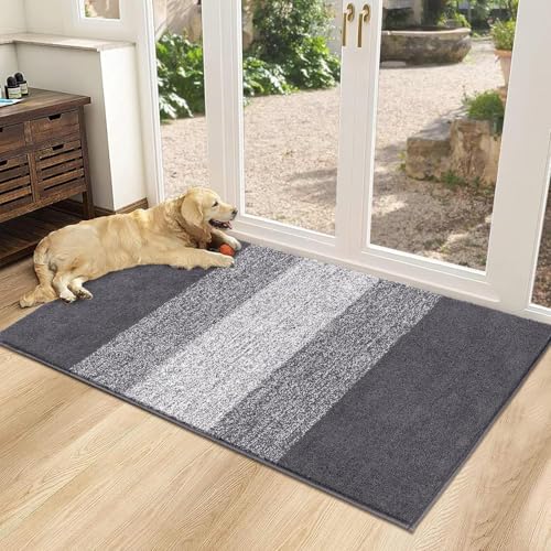 SHACOS Dirt Trapper Door Mat, Indoor and Outdoor Mats, Non-Slip Machine Washable Mat, Pets and Dog Mat, Super Absorbent Entrance Mat(Grey 80 * 150CM)