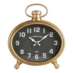 WELL HOME MOBILIARIO & DECORACIÓN Well Home Oval Gold Body Wall Clock, 21 x 4.8 x 23.5 cm, Black, Golden, 21x4,8x23,5