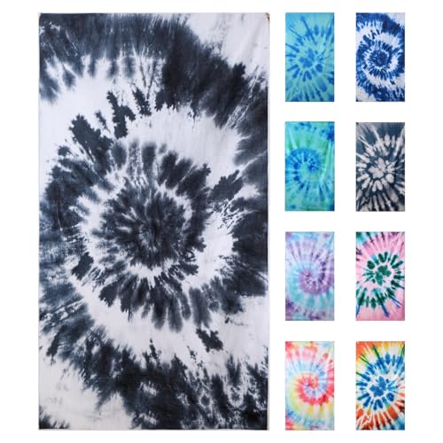 "Jessy Home 4 Pack Large Beach Towel Set,40""X70"" Oversized Spiral Beach Towels,Sand Free,Soft & Quick Dry Absorbent,Multi-Color Towel for Beach Travel Swim & Stylish Cover Up-Black White"