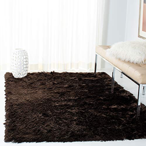 Safavieh Shaggy Indoor Woven Runner Area Rug, Paris Shag Collection, SG511, in Chocolate, 152 X 213 cm for Living Room, Bedroom or Any Indoor Space