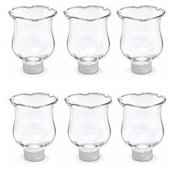 "Clear Glass Votive Cups with Peg 6 Pack, Tulip Votive for Candelabra Candle Holder, Home Interior Candle Sconce Glass Replacement Parts, Shabbat Candle Glass Oil Lamp, 4E's Novelty (3.25"" Tall)"