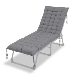 Relaxdays padded quilted bench pad with ties, 190x70 cm, outdoor, for garden benches and pallets, grey