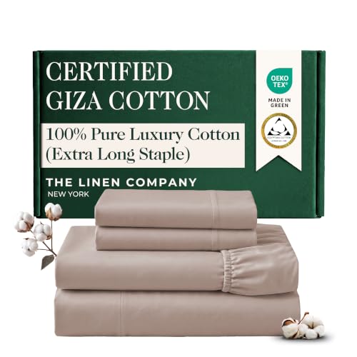Egyptian Cotton Blended Long Staple Cal King Sheet Set- 4Pcs, Taupe - Blended with Long Staple Cotton Bedsheets - Oeko-TEX, Skin Friendly & Breathable Sheets