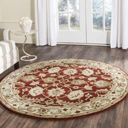 SAFAVIEH Traditional Rug for Living Room, Dining Room, Bedroom - Royalty Collection, Short Pile, in Red and Ivory, 152 X 152 cm