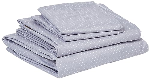 Sweet Home Collection Luxury Bedding Set with Flat, Fitted Sheet, 2 Pillow Cases, Microfiber, Dot Gray, Queen