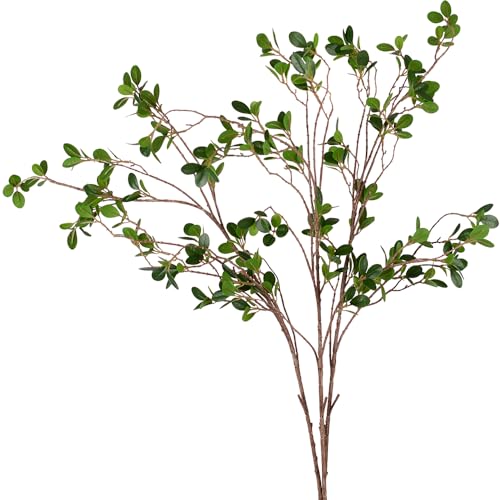 "HANDIC 3 Pcs Faux Stems Artificial Branches for Vase Greenery Stems Faux Branches for Vase Plant Artificial Eucalytus Branches Plants (45""/Each Branch) (3, Green)"