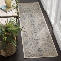 Safavieh Traditional Indoor Woven Runner Area Rug, Vintage Collection, VTG115, in Stone / Blue, 66 X 244 cm for Living Room, Bedroom or Any Indoor Space