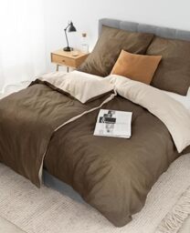 lionto dibea Renforcé Reversible Bed Linen Made of 100% Cotton, 155 x 220 cm, Pillowcase 80 x 80 cm, 4-Piece Bed Linen for All Seasons, Easy to Clean and Dimensionally Stable, Includes Oeko-Tex
