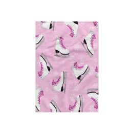 "3dRose ""Figure Skating - Skate and Snowflake Print - Pale Pink Towel, White, 15 x 22-Inch"