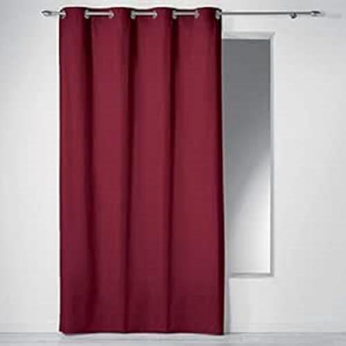 COTON d'intérieur PANAMA Indoor Cotton Curtains, Burgundy, 140 x 240 cm