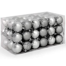 BAKAJI Pack of 54 Christmas Baubles with Glossy and Matte Surface Diameter 6 cm Christmas Tree Decorations (Silver)