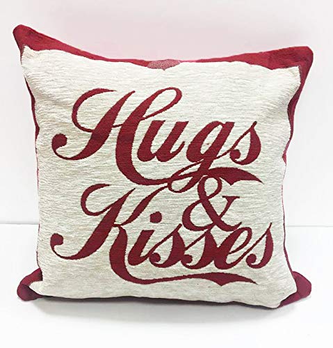 Rapport Hugs and Kisses Chenille Cushion Cover, Red, 45x45cms