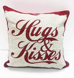 Rapport Hugs and Kisses Chenille Cushion Cover, Red, 45x45cms