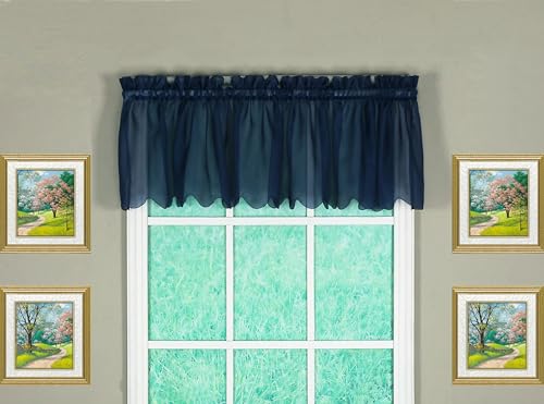 "Today's Curtain Emelia Original Voile Valance 14"", Navy, 60"" W x 14"" L"