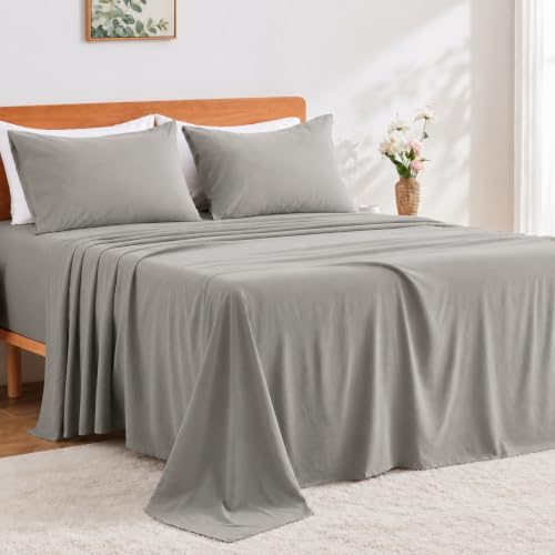 "GOKOTTA - 4 Piece King Size Sheet Set - 10""-16"" Deep Pocket - Elastic Non-Slip Corner Straps - Washed and Brushed Polyester Microfiber - Hotel Luxury"