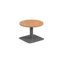 Office Hippo Circular Coffee Table, Sturdy & Stylish Small Table Desk, Laptop Table For Cafe, Coffee Shop or Bar, Versatile Office Table Ideal For Breakroom, 5 Year Guarantee - Beech/Silver
