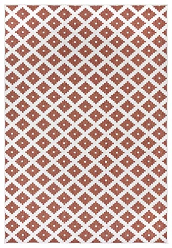 NORTHRUGS Indoor and Outdoor Rug Nizza 120 x 170 cm - Reversible Rug Weatherproof Modern Geometric Pattern for Balcony Patio Garden Conservatory Kitchen Living Room Rug Waterproof in Cayenne