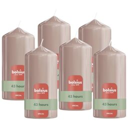 Bolsius - Smooth Pillar Candle - Light Pink - 5.1 in - Pack of 6 - Decorative Candles - Contains Natural Plant Wax - Without Palm Oil
