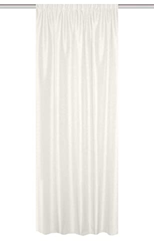 HOMEbasics 085960-0910 Thermal Curtain with Combination Band 225 x 135 cm Polyester Wool White