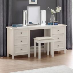 Julian Bowen Maine Dressing Table, 6 Drawer, White - H74.5 x W145cm