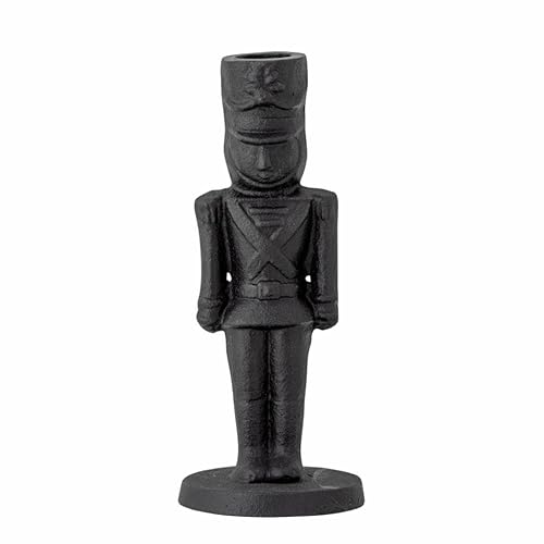 Bloomingville Vernon Candle Holder in the Shape of a Nutcracker in Black Metal Height 18 cm Diameter 7 cm