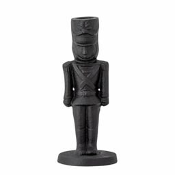 Bloomingville Vernon Candle Holder in the Shape of a Nutcracker in Black Metal Height 18 cm Diameter 7 cm