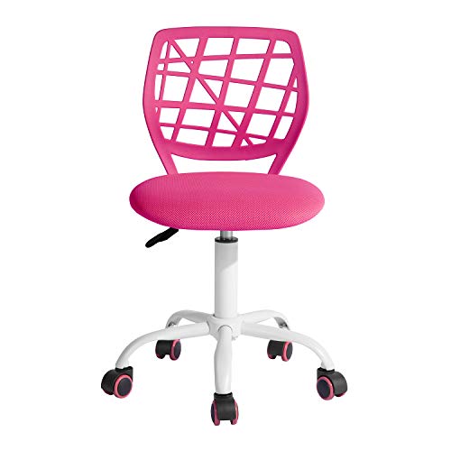 FurnitureR Colourful Home, Ergonomic Adjustable Height Swivel Computer Rolling Executive Chair for Task Office Study, Pink, Metal, 38.5CM x40CM x75-87CM