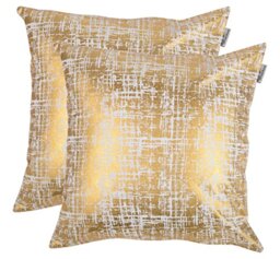 ACCENTHOME 100% Cotton Canvas Square Gold Foil Printed Cotton Cushion Cover, Throw Pillow Case for Home Sofa Couch Chair,2pc Pack 45 x 45 cm in Design Mash