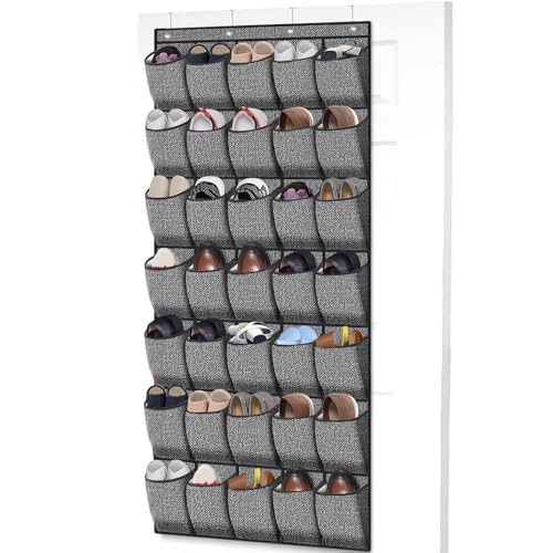 homyfort 35 Pockets Over the Door Shoe Organizer, Hanging Door Shoe Rack for Closet, Large Shoe Storage Holder Zapateras Organizer for Shoes (Black)