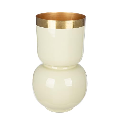 GILDE Roro Vase Metal Glossy Cream Height 31 cm x Diameter 18 cm Flower Vase