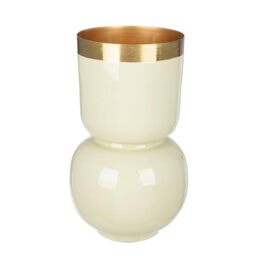 GILDE Roro Vase Metal Glossy Cream Height 31 cm x Diameter 18 cm Flower Vase