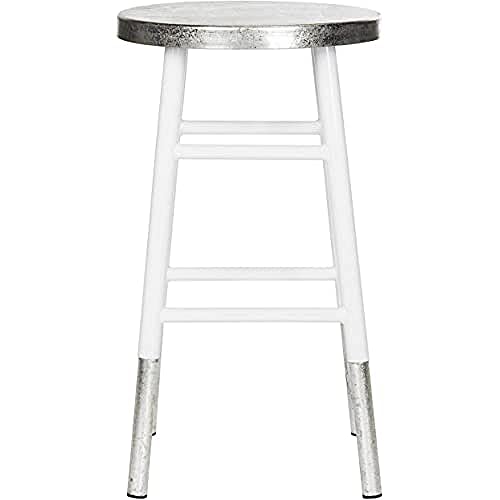 SAFAVIEH Modern Bar & Counter Stool, in White and Silver