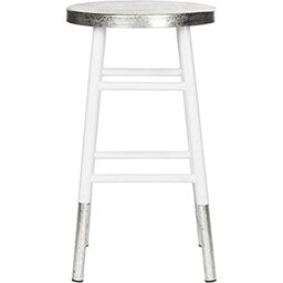SAFAVIEH Modern Bar & Counter Stool, in White and Silver
