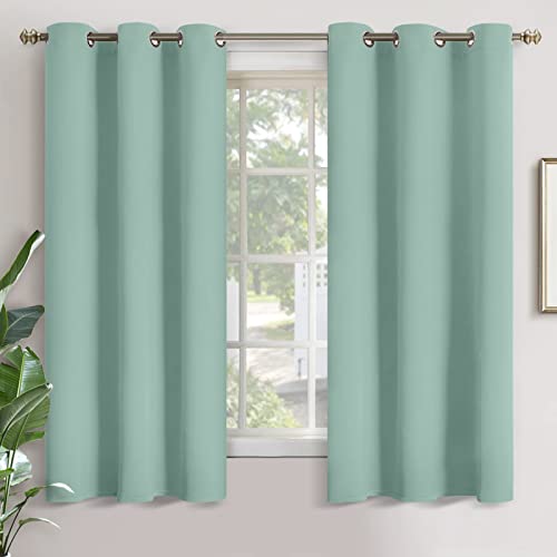 YoungsTex Light Green Blackout Curtains 63 Inch Length for Bedroom - Thermal Insulated with Grommet Room Darkening Window Drapes for Living Room Spring Decor, 2 Panels, 42 x 63 Inch