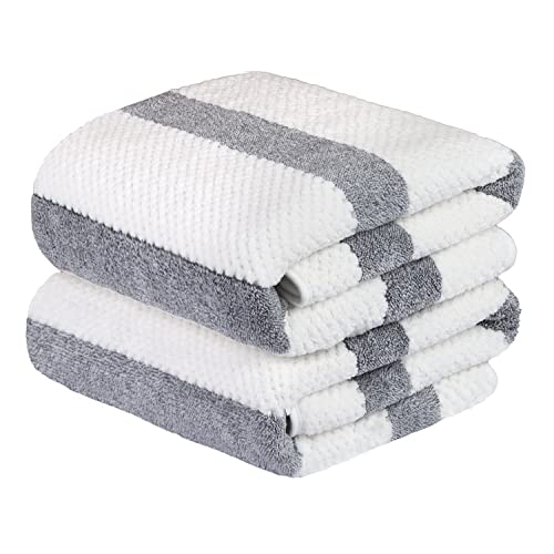 "Jml Microfiber Bath Towels, Bath Towel 2 Pack(30"" x 60""), Oversized, Soft, Super Absortbent and Fast Drying, Multipurpose Use for Sports, Fitness, Yoga, Waffle Stripe Grey"