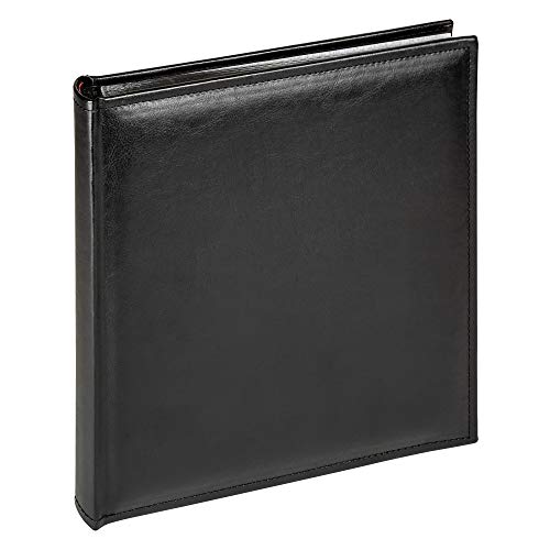 walther Design Photo Album Black 26 x 25 cm Imitation Leather with All-Round Stitching, Deluxe FA-183-B