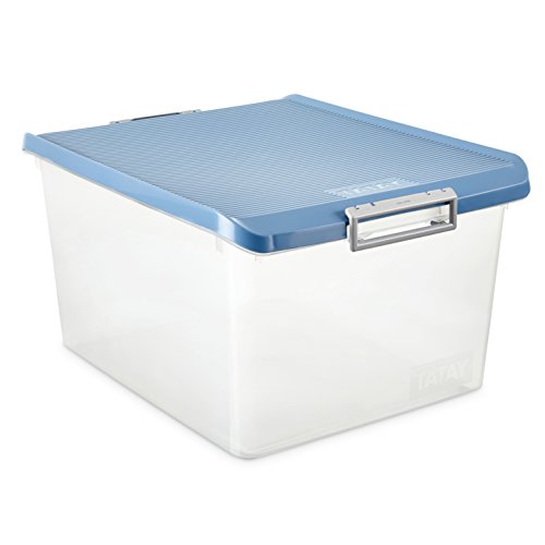 TATAY Storage Box Stackable Design ABS Plastic Lid with Hinges Included - Storage Box Household - Capacity 35 L - Dimensions 37.7x47.5x26 cm - BPA-Free Material - Stackable Design, Blue