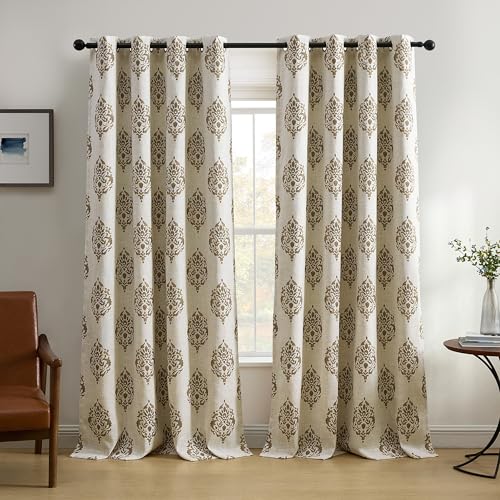 "Elrene Medallion Room Darkening Window Curtain, Fabric, Natural, 52"" x 84"" (1 Panel)"