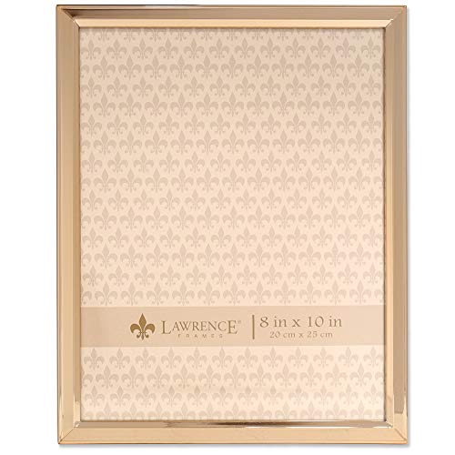 Lawrence Frames 8 x 10 Gold Metal Picture Frame - Classic Bevel Picture Frame, Metal