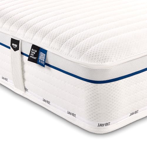 JAY-BE Bio Cool Hybrid 2000 Single Bed Mattress, 3ft, 23cm Thick, Pocket Sprung, Medium Mattress, Natural Cooling Sensation (190 x 90 x 23cm)