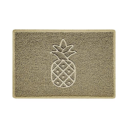 Nicoman Pineapple Embossed Shape Door Mat Dirt-Trapper Jet-Washable Doormat-(Use Indoor or Sheltered Outdoor)- (60x40cm/23.6x15.7inches, Small) Beige