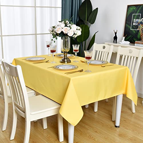 KAIPHO Yellow Square Tablecloth Waterproof Stain Resistant Wrinkle Free Table Cloth 210GSM Polyester Wipeable Table Cover for Party, Banquet, Indoor and Outdoor-Rectangle/Rectangular, 70 x 70 inch