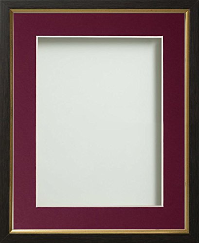 Frame Company Drayton Range Gold Insert Picture Photo Frame with Plum Mount for Image Size 6 x 4-Inch, Plastic, Black, 10 x 8-Inch