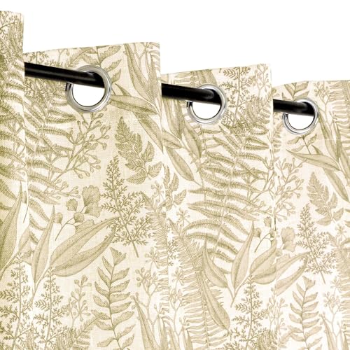 Atout Ciel Printed Eyelet Curtain 140 x 240 cm Ready to Hang 50% Recycled Beige and White