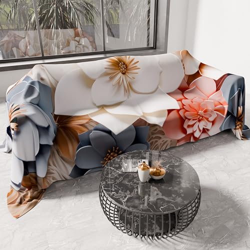 PETTI Artigiani Italiani - Spring Summer Double Bedspread Light Blanket Double Bed Linen Bedspread Floral 05-1 100% Made in Italy