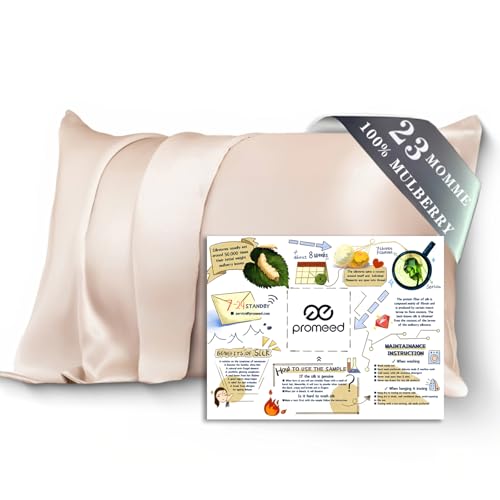 PROMEED 100% Mulberry Silk Toddler Pillowcase 13x18, Both Sides 23 Momme Grade 6A+ Silk Pillow Case Travel Size with Laundry Bag (Toddler/Travel-13 x18, Champagne)