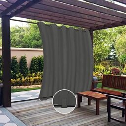 Easy-Going Outdoor Curtains Waterproof Windproof Weatherproof Curtain for Patio, Cabana, Porch, Pergola and Gazebo, Grommet Top and Tab Bottom Drape, 1 Panel, 110x84 inch, Grey