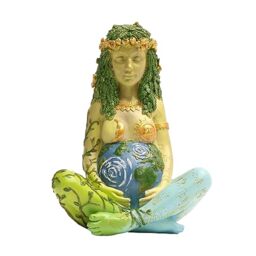 "PSYHILAR Mother Earth Statue, 7"" Fertility Gaia Goddess Statue, Nature Pregnant Wiccan Altar Supplies, Moon Yoga Alter Table Witchcraft"