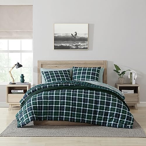 Nautica Soft Reversible Microfiber Bedding with Matching Shams, Home Decor for All Seasons, Polyester, Northsail Plaid Navy, King